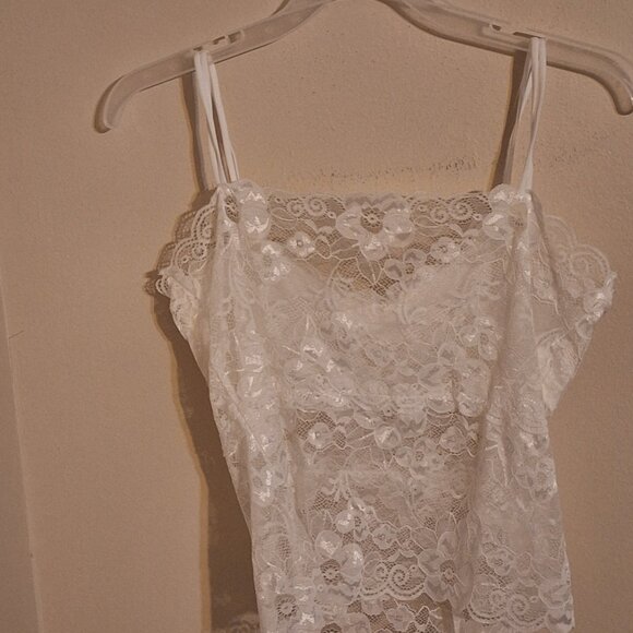 sheer lace top spaghetti strap bra white - Picture 7 of 7